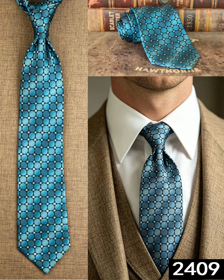 Men's 100% Silk Jacquard Necktie – Paisley, Abstract & Geometric Patterns