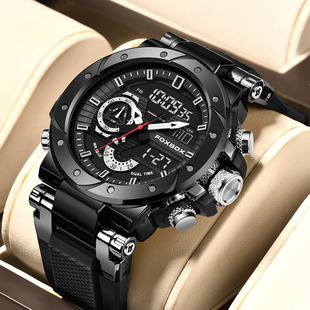 LIGE FB0056 Men's Dual Display Sport Watch | Military Style | 5ATM | Chronograph