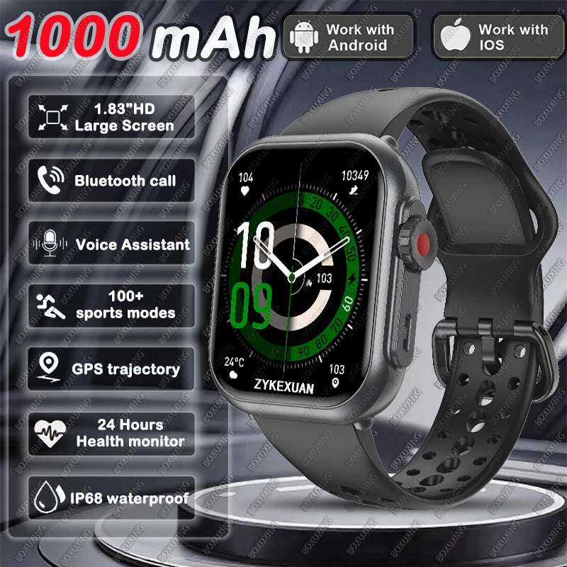 BOXUXING 1.85" AMOLED Smartwatch | 1000mAh, IP68, Bluetooth Calling & GPS