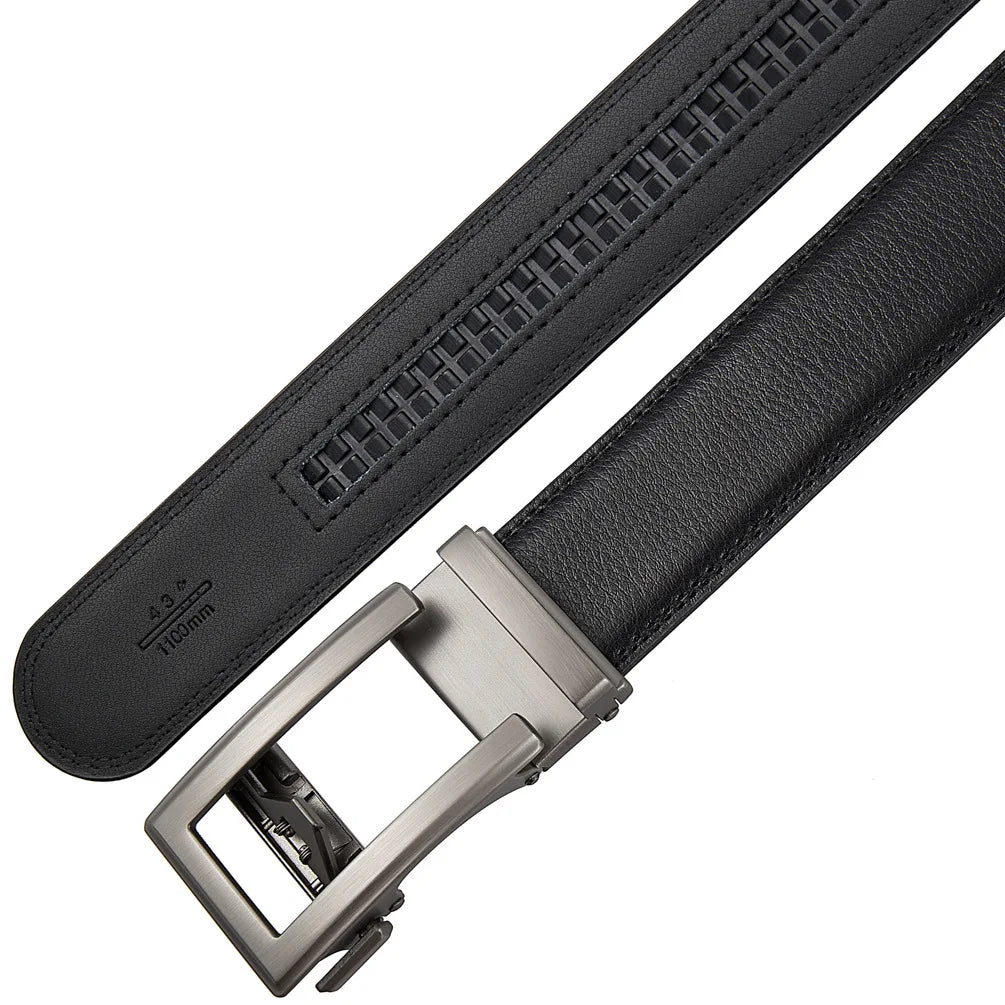 Men's Genuine Leather Business Belt – Luxury Buckle Finish