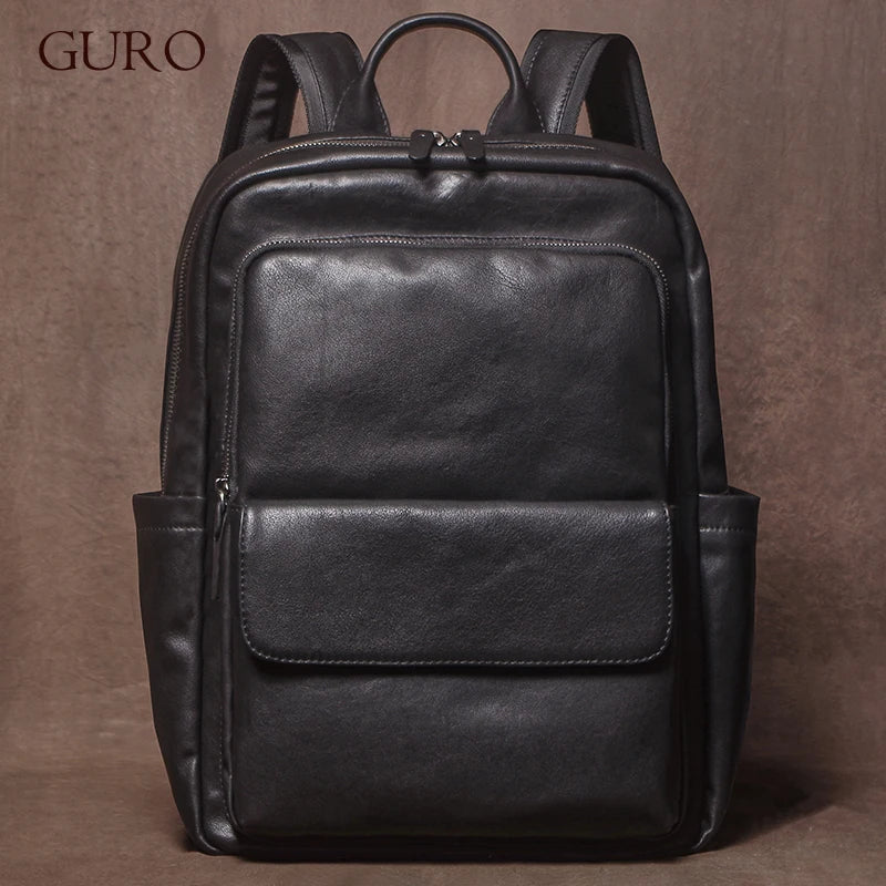 Men's Genuine Leather Laptop Backpack