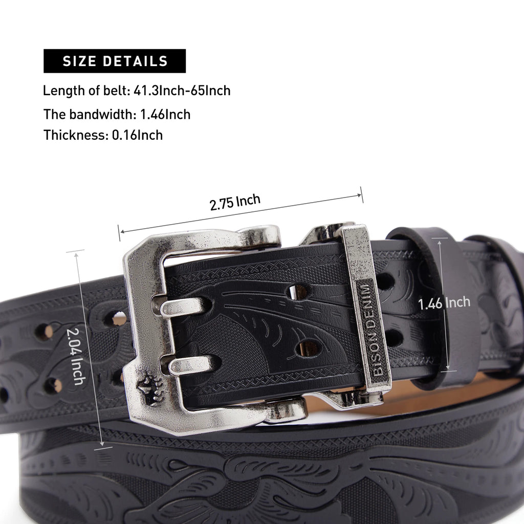 BISON DENIM Leather Pin Buckle Belt – Retro Style