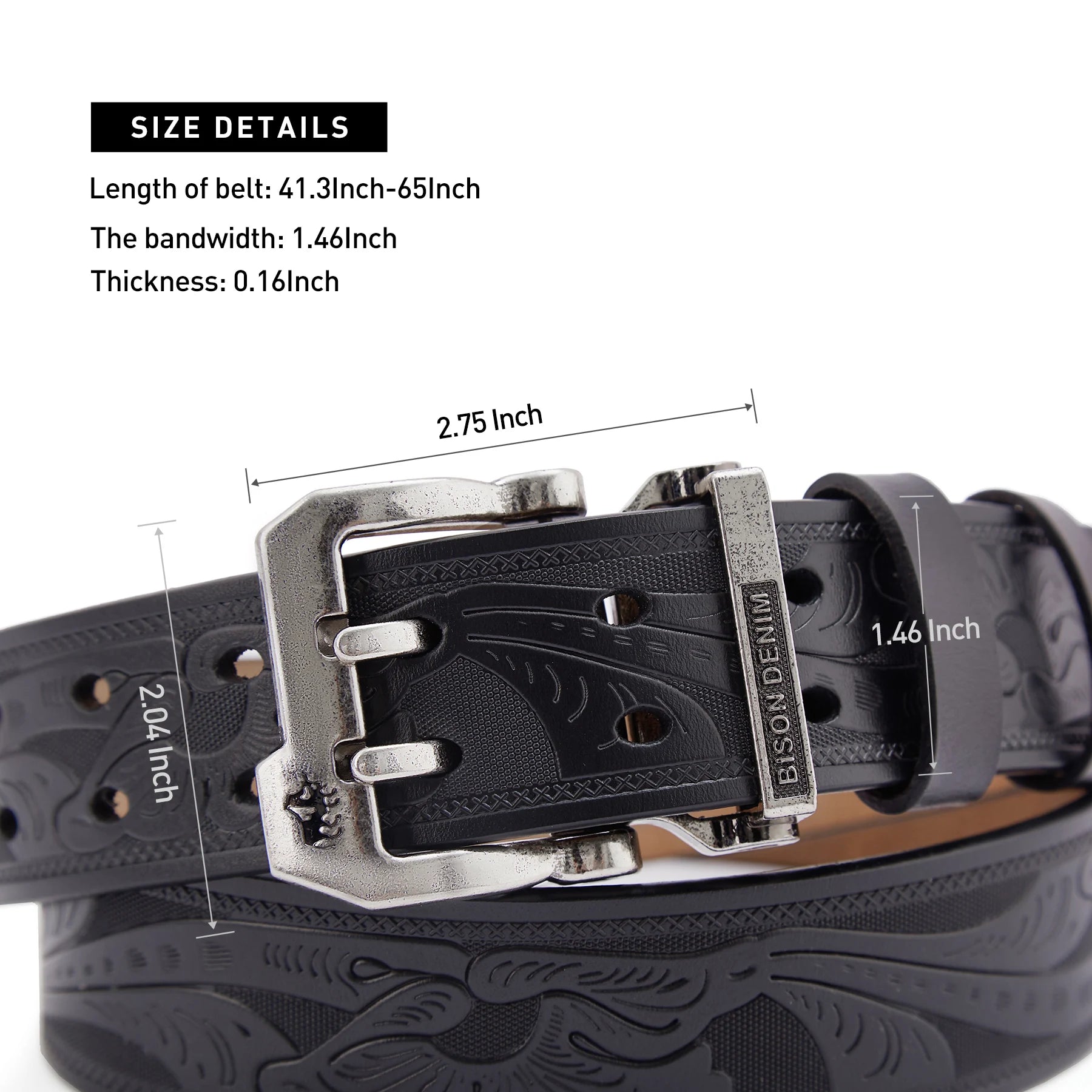 BISON DENIM Leather Pin Buckle Belt – Retro Style