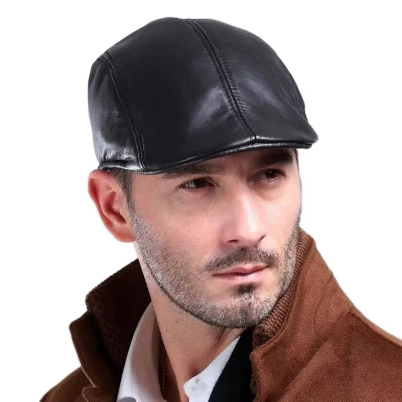 Golexury PU Leather Beret Hat — Unisex, All-Season