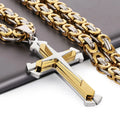 Orthodox Stainless Steel Jesus Cross Long Necklace Men Necklace Pendant Lucky Amulet Jewelry Birthday Gift