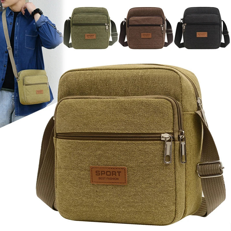 Men's Canvas Mini Crossbody Bag – Casual Shoulder & Messenger Bag