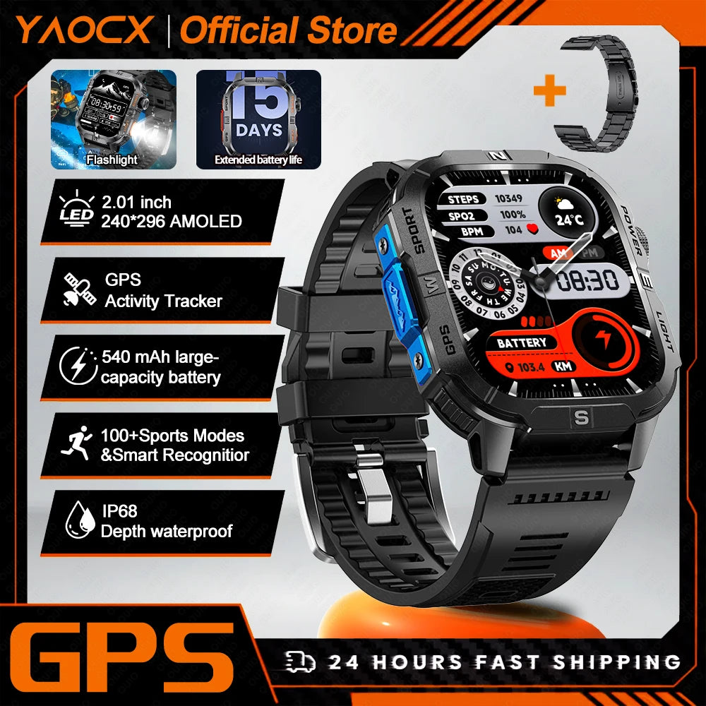 ZODVBOZ GTH3 Smartwatch | 2.01" Screen, 6-Satellite GPS, IP68 & Bluetooth Calling