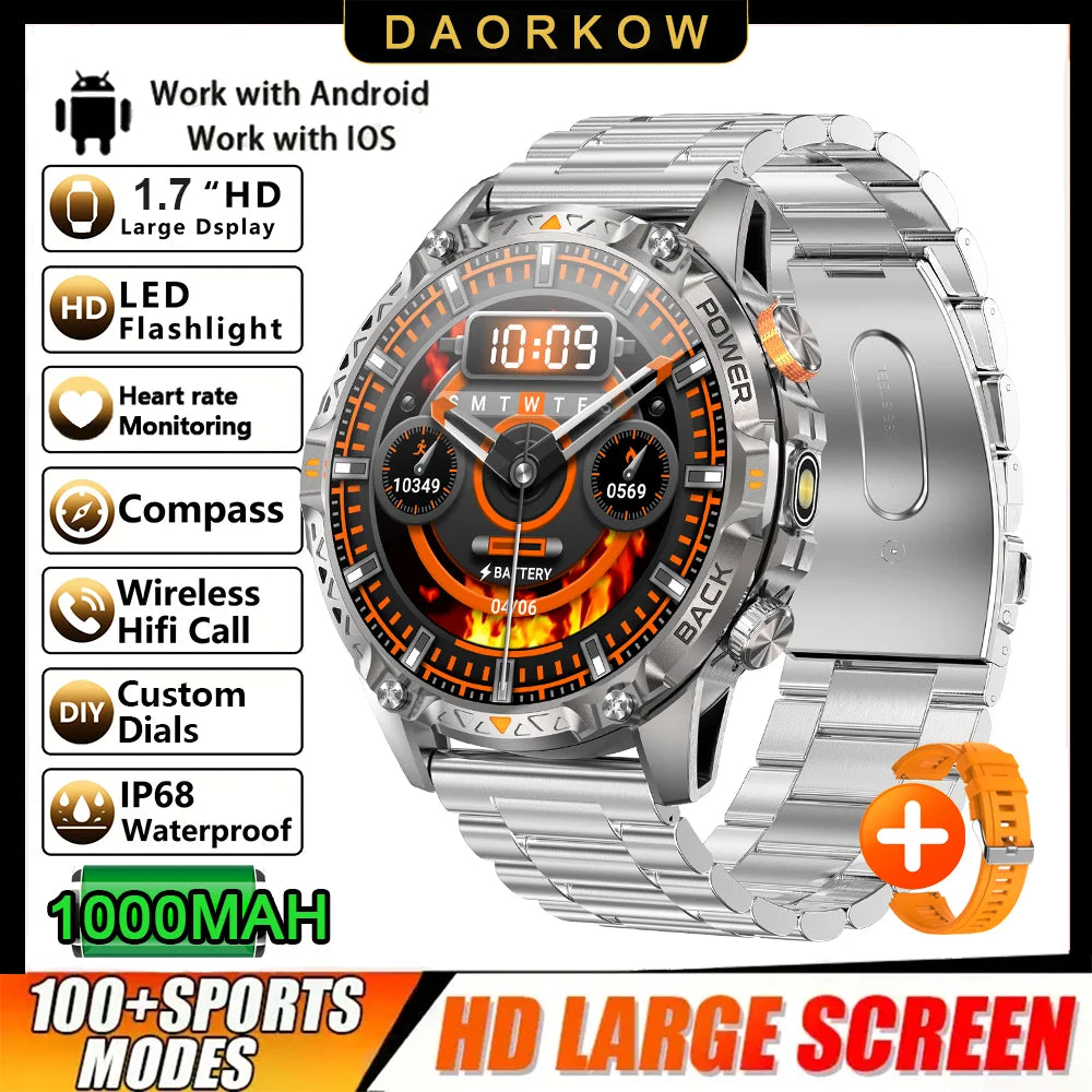 DAORKOW YK16 Smartwatch | 1000mAh, IP68 Swimming, Bluetooth Calling & Alexa