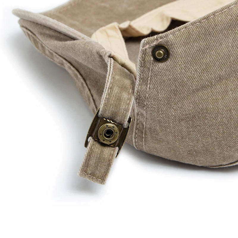 Vintage Cotton Flat Visor Beret — Unisex Adjustable Cap