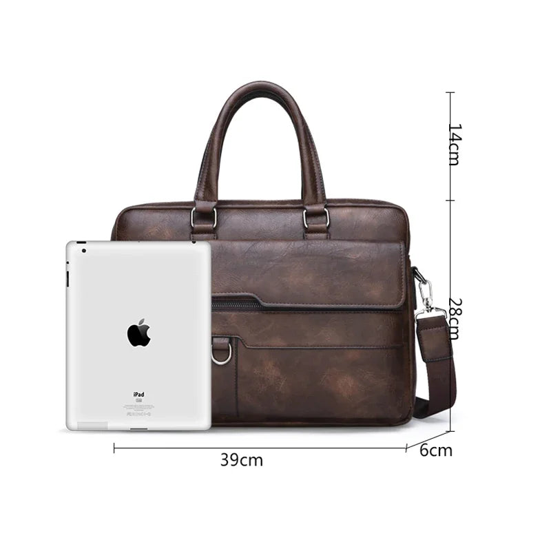 Men's Minimalist Trend Briefcase Large Capacity Office Shoulder Bag Waterproof Business Laptop Handbags Commute Crossbody Bag