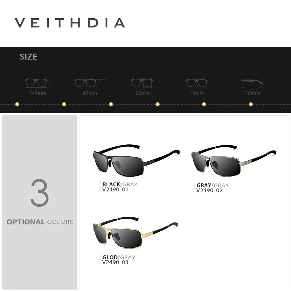 VEITHDIA Sports Cycling Sunglasses | Polarized UV400 | Rubber & Metal Frame