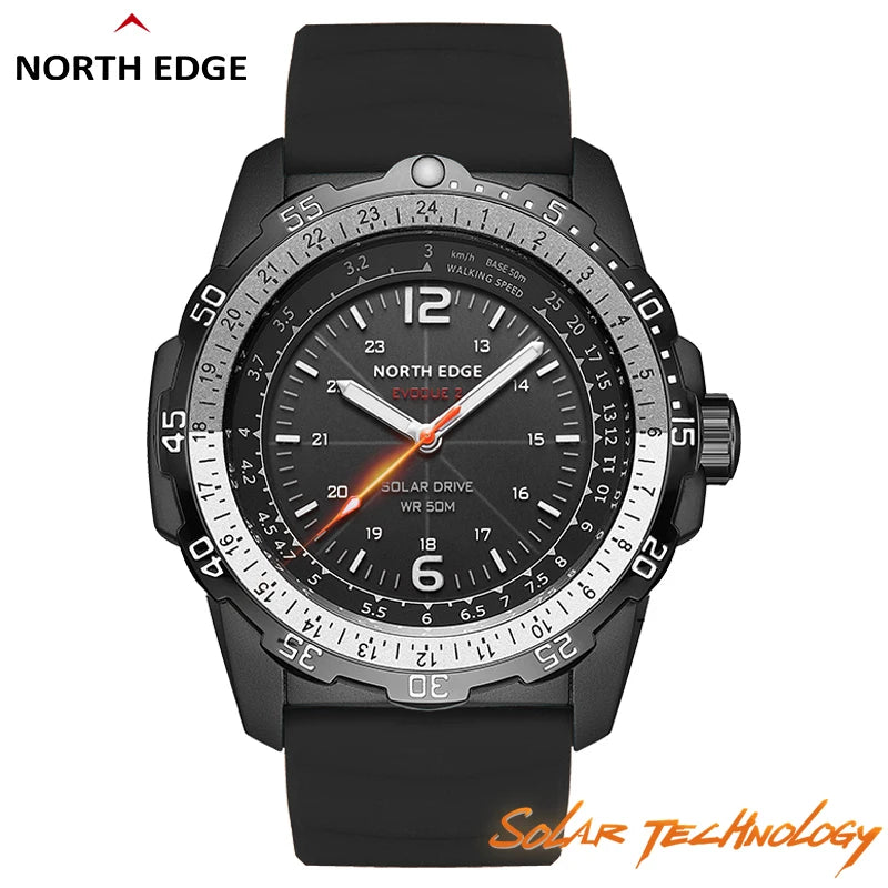 North Edge EVOQUE 2 Men's Solar Digital Watch | Military | 50M Water Resistant