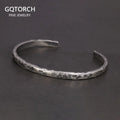 S925 Sterling Silver Hammer Pattern Viking Cuff Bangle