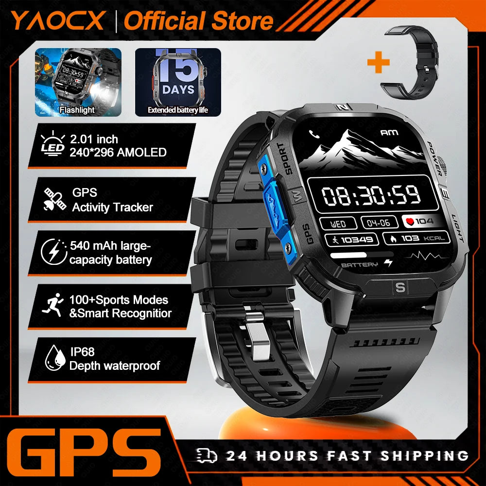 ZODVBOZ GTH3 Smartwatch | 2.01" Screen, 6-Satellite GPS, IP68 & Bluetooth Calling