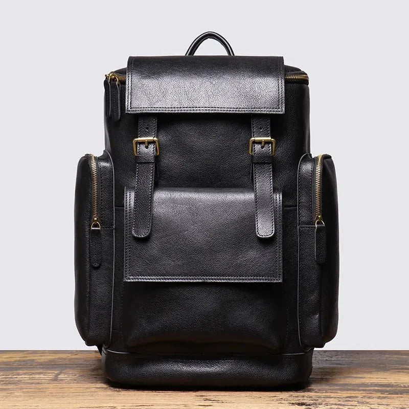 Little Black Cow Handmade Cowhide Leather Backpack – Vintage Travel & Laptop Bag