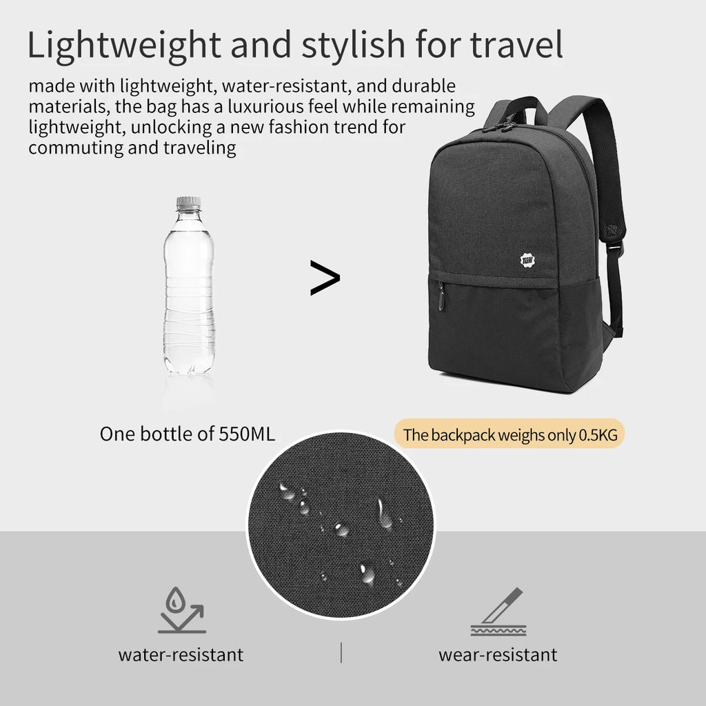 Tigernu Lightweight School Backpack – 18L, Waterproof PVC, Anti-Theft, 15.6" Laptop