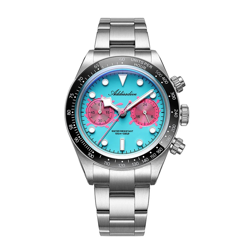 ADDIESDIVE AD2520 Quartz Chronograph Watch – VK64, Ceramic Bezel, BGW9 Lume, 100m Water Resistant