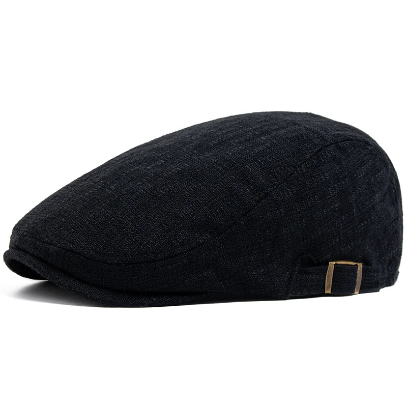 Men's Cotton Linen Flat Cap – Lightweight Beret Style