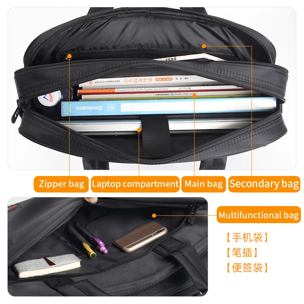 Men's Canvas Briefcase | Large Capacity Laptop Bag in 14", 15.6" & 17"