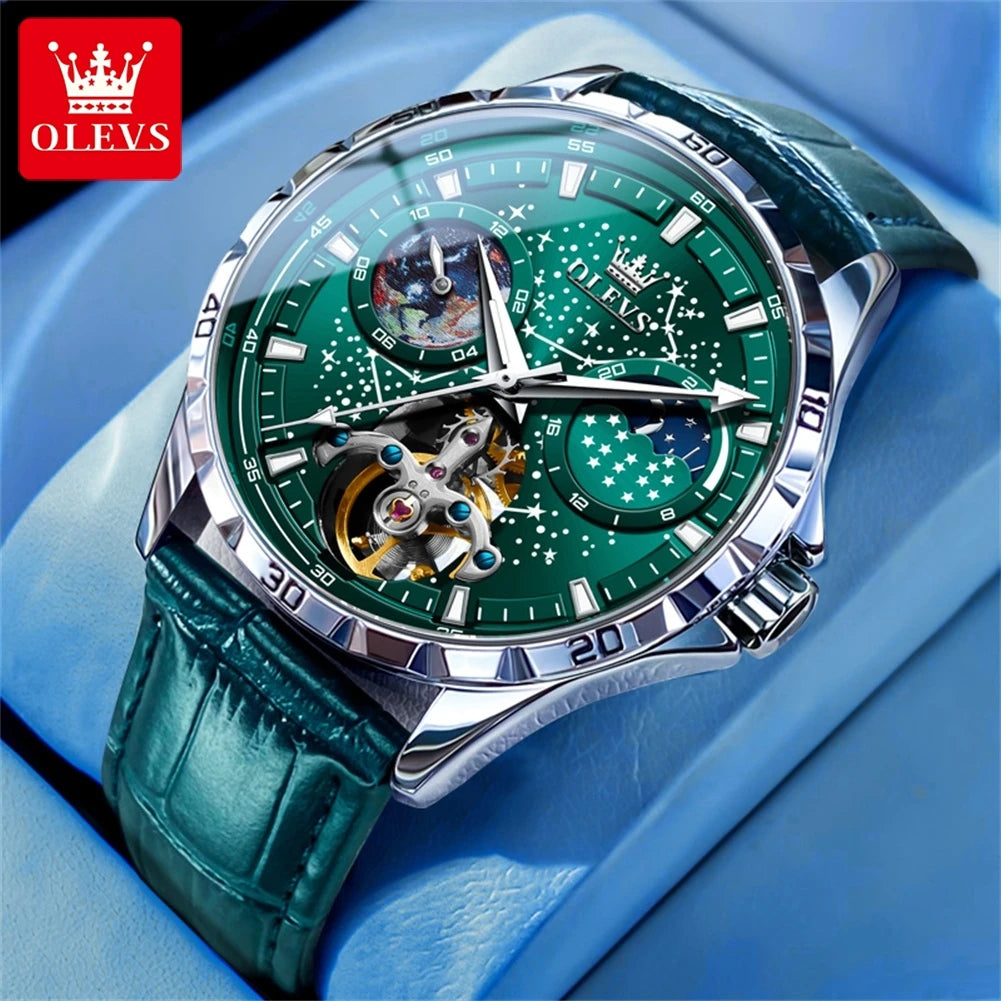 OLEVS 6689 Men's Automatic Watch | Moon Phase | Luminous | Stainless Steel