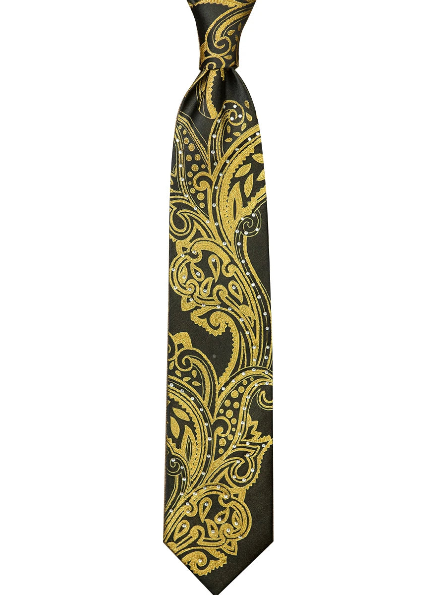Men's Rhinestone Silk Jacquard Necktie – Paisley & Geometric | High-End