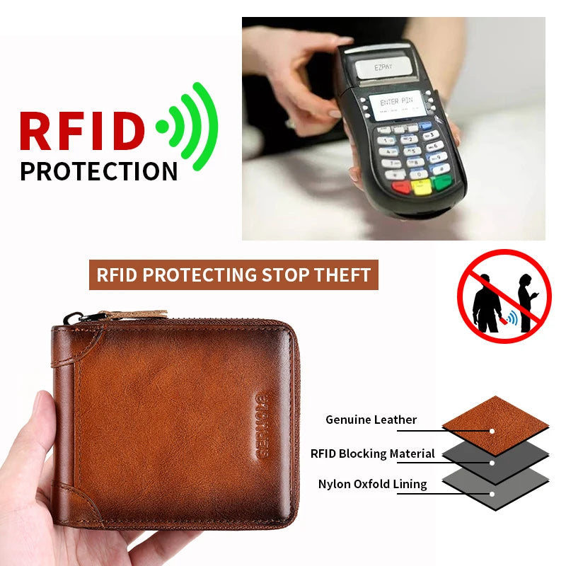 GERUOLA Genuine Leather Zip-Around Organiser Wallet