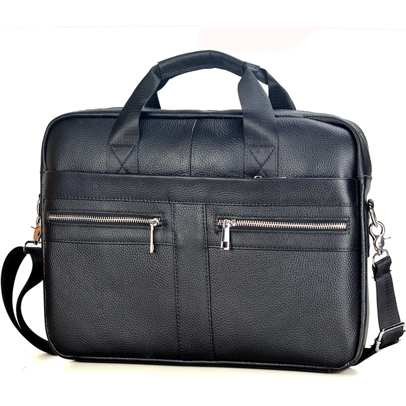 LACHIOUR Genuine Leather Laptop Bag – Business Messenger & Crossbody | Men's