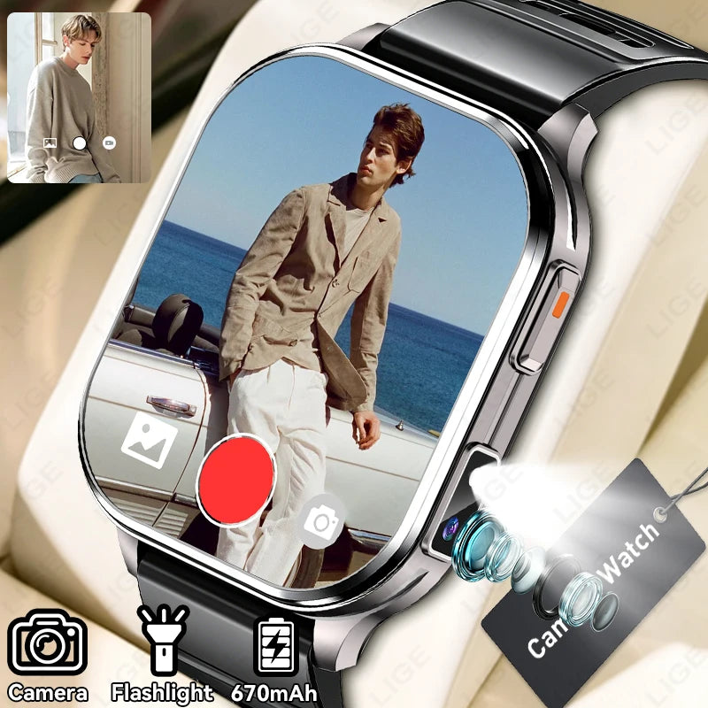 LIGE Smart Watch with Camera – 2.01" Display, 670mAh, Bluetooth Calling, IP67