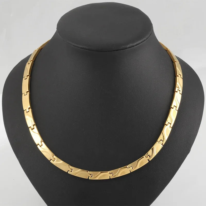 ARADOO Titanium Steel Men's Necklace Collar Simple Design Stainless Steel Magnetic Necklaces