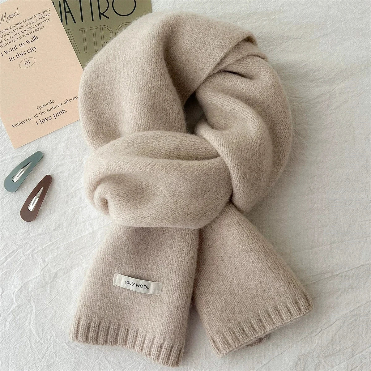 Wool Knit Long Scarf