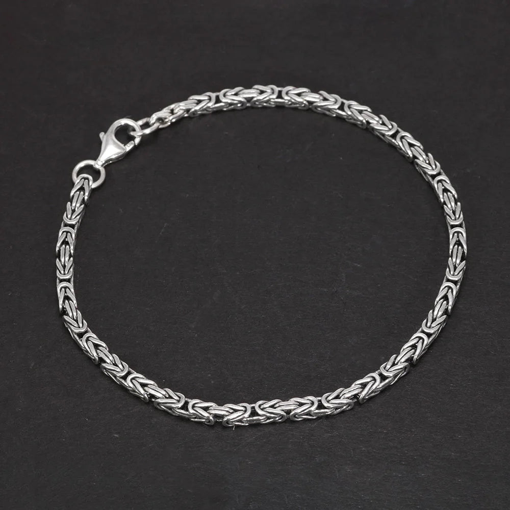 S925 Sterling Silver Braided Viking Bracelet & Chain Necklace