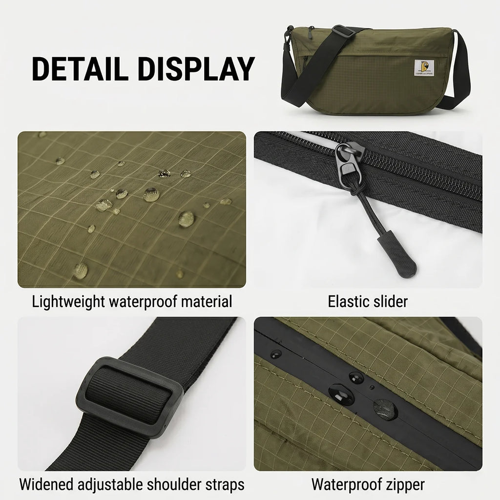 Ripstop Nylon Crossbody Sling Bag – Lightweight Foldable Shoulder & Messenger Bag