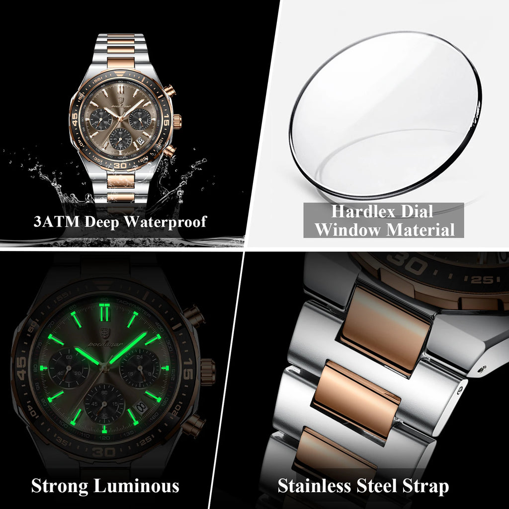 POEDAGAR Fashion Creative Men's Quartz Watch Waterproof Luminous Sport Man Clock Date Chronograph Business Watches For Men Reloj