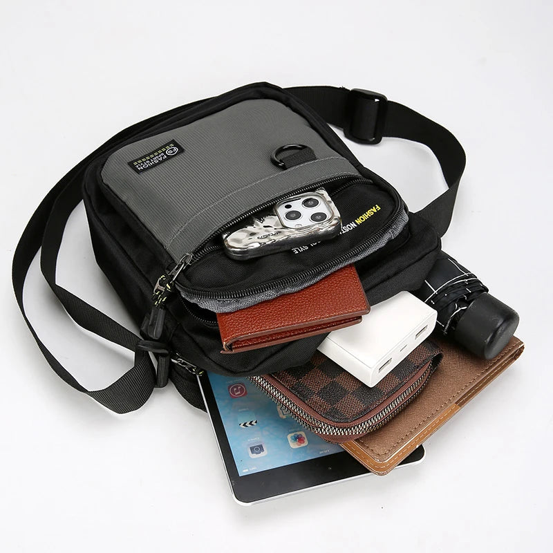 Men's Nylon Multi-Pocket Crossbody Bag – Large Capacity Shoulder Bag for Business & Daily Use
