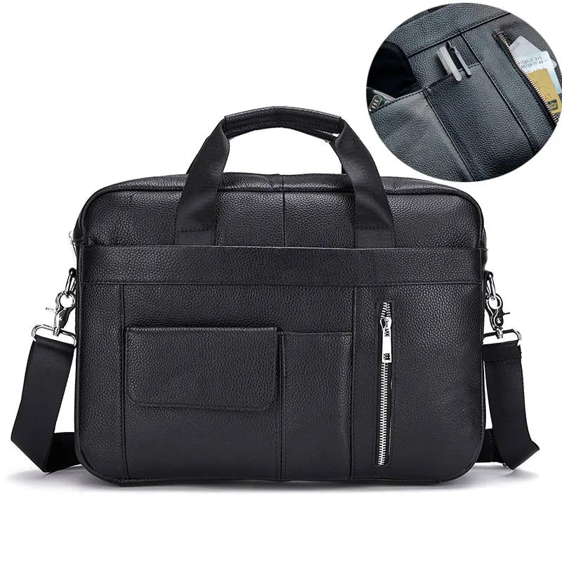 LACHIOUR Genuine Leather Laptop Bag – Business Messenger & Crossbody | Men's