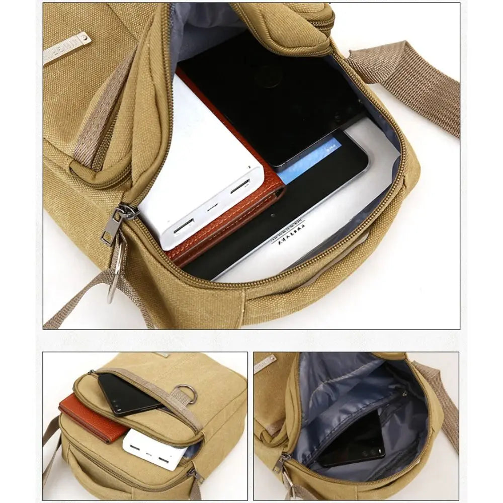 Men's Canvas Bucket Crossbody & Sling Bag – Compact Messenger & Shoulder Bag
