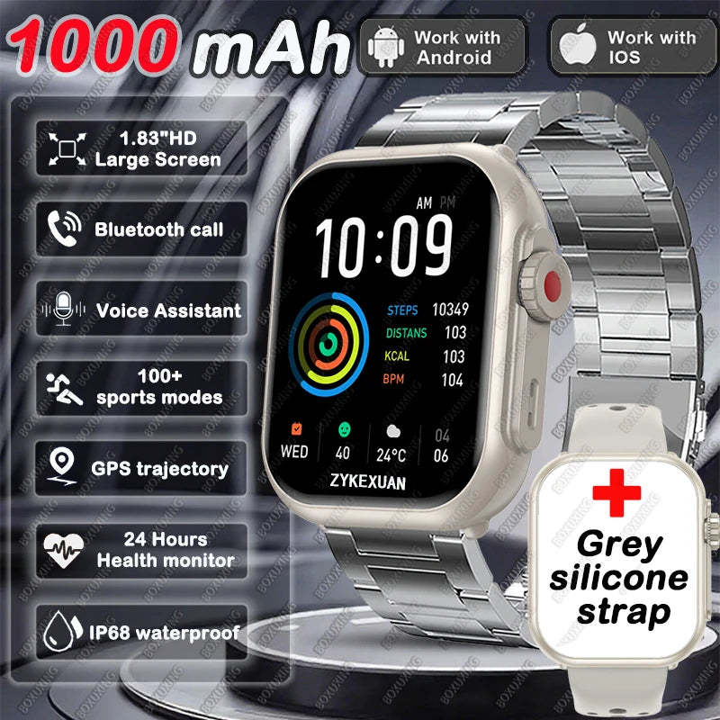 BOXUXING 1.85" AMOLED Smartwatch | 1000mAh, IP68, Bluetooth Calling & GPS