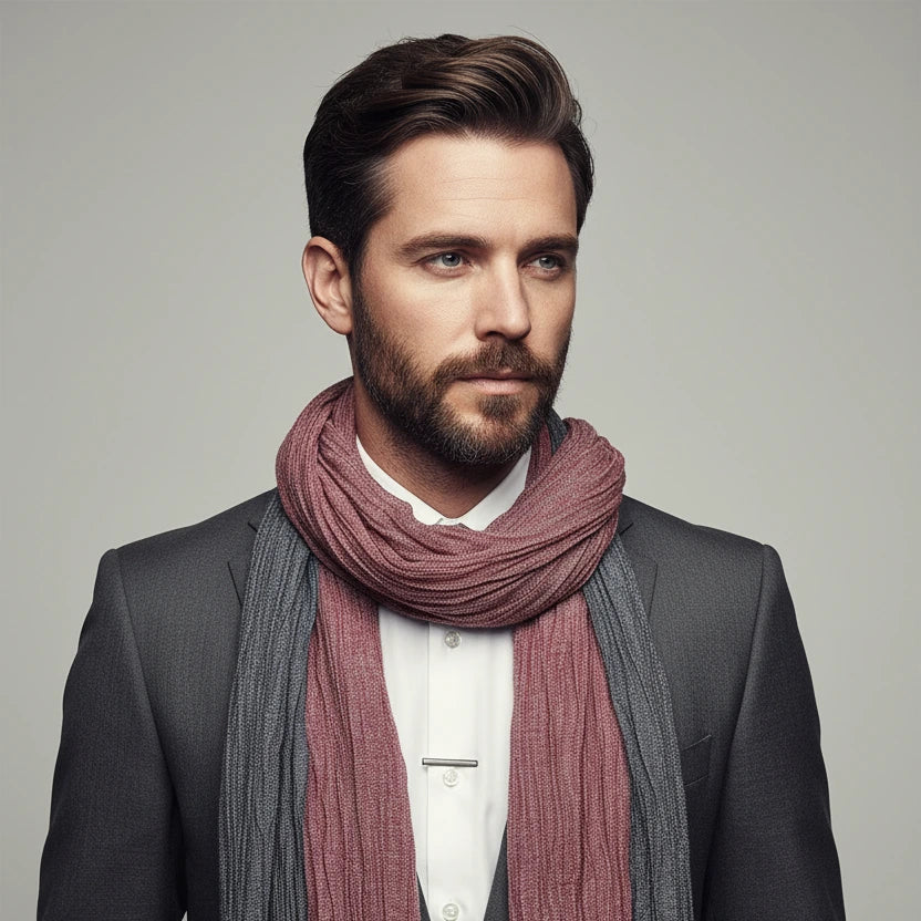 Designer Striped Cotton Linen Scarf | Men's Shawl & Wrap