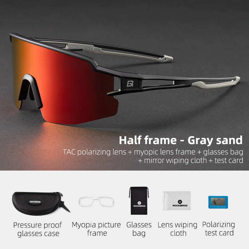 ROCKBROS Bicycle Glasses with Myopia Frame Polarized Len Bike Eyewear Goggles UV400 Outdoor Sports MTB Road Cycling Sunglasses