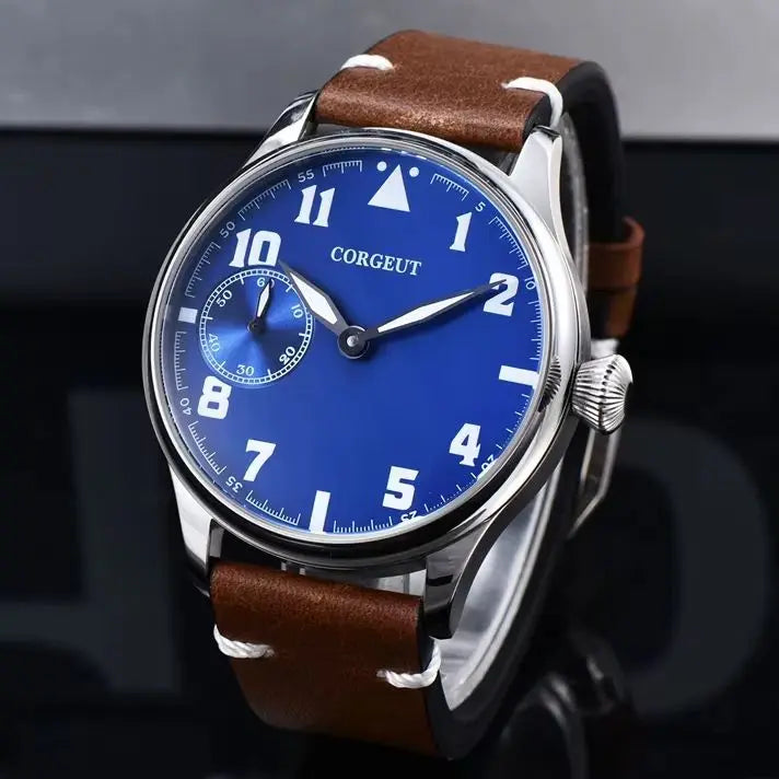 Corgeut 6023 Men's Hand-Wind Mechanical Watch | Seagull ST3600 | Leather Strap