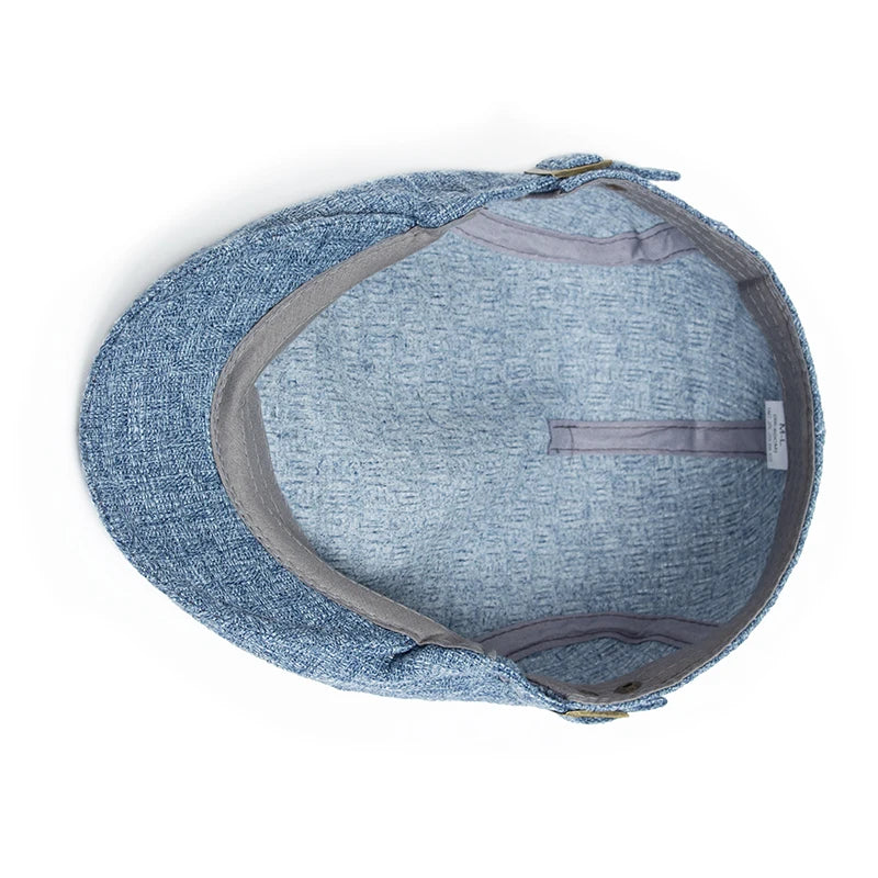 Men's Cotton Linen Flat Cap – Lightweight Beret Style
