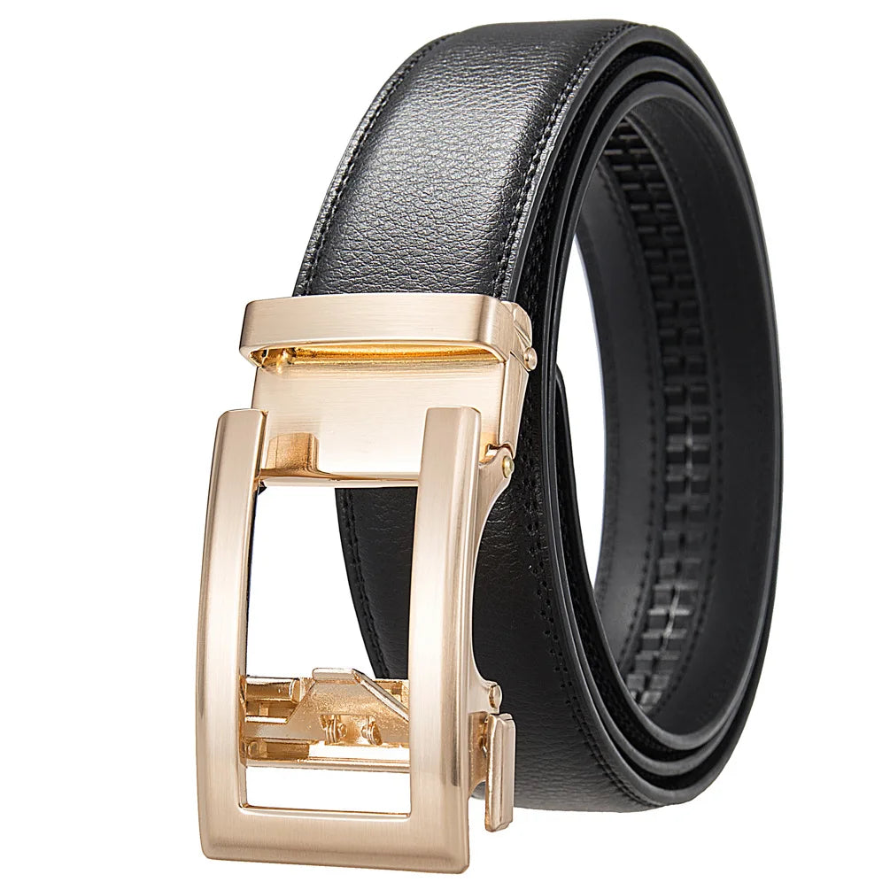 Men's Genuine Leather Business Belt – Luxury Buckle Finish