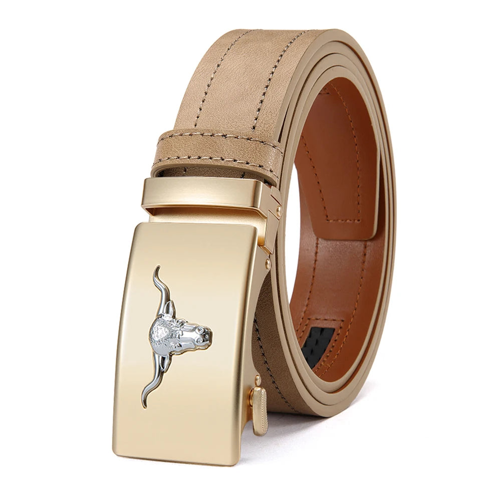 JACNAIP Men's Automatic Buckle Belt — PU Leather, Metal Buckle