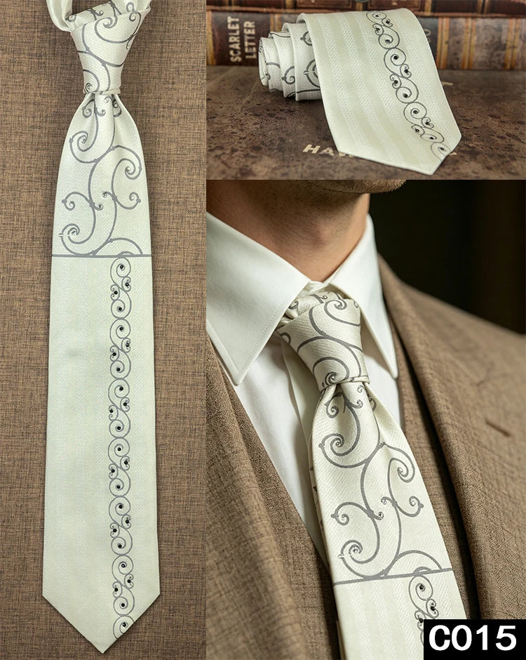 Men's Rhinestone Silk Jacquard Necktie – Paisley & Geometric | High-End