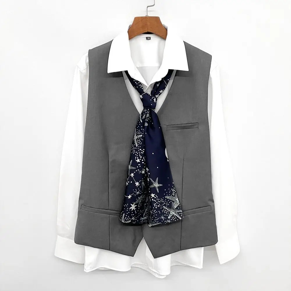 Men's British Style Silk-Touch Neck Scarf | Geometric Pattern