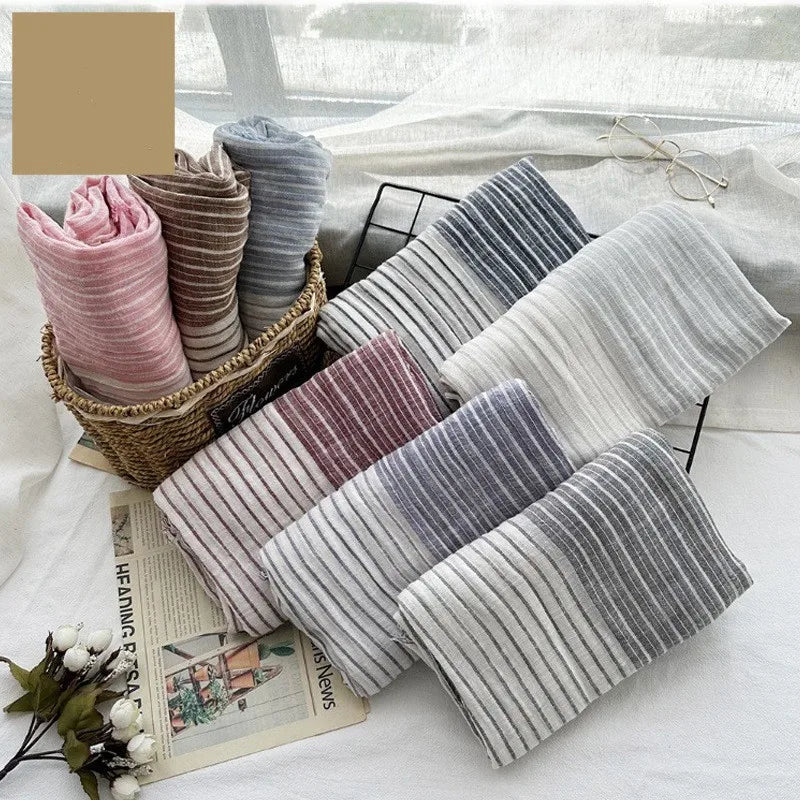 Japanese-Style Cotton Linen Tassel Scarf – 190cm, 11 Colourways
