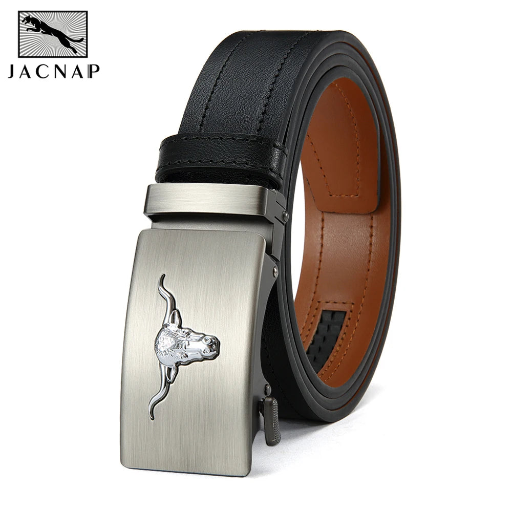 JACNAIP Men's Automatic Buckle Belt — PU Leather, Metal Buckle