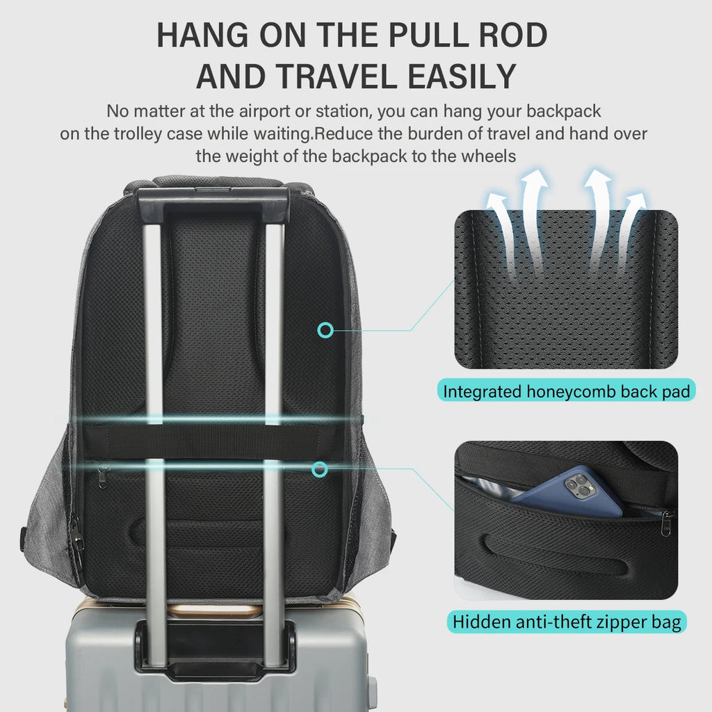 Tigernu Anti-Theft Backpack – 15.6" Laptop, USB Charging Port, Waterproof Oxford