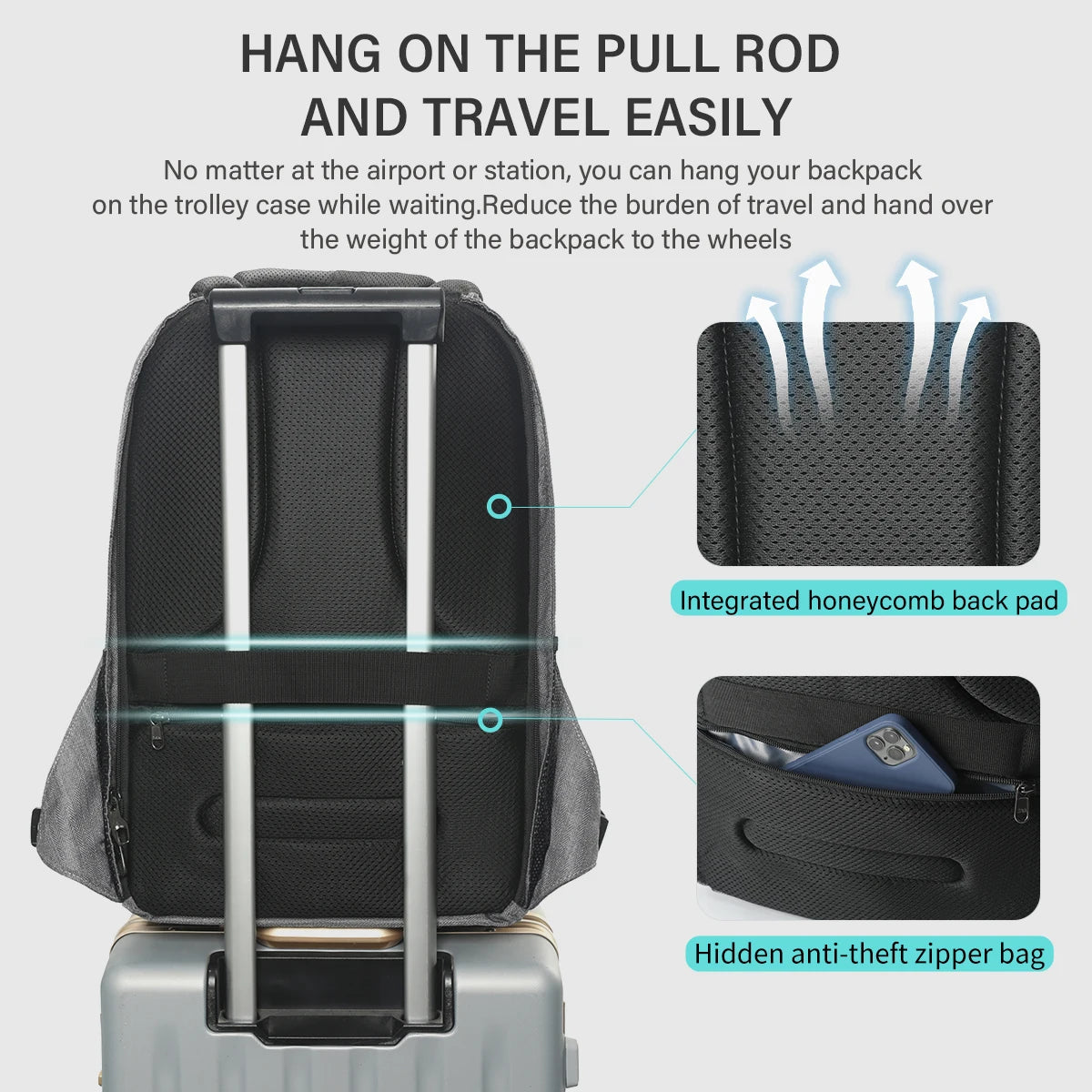 Tigernu Anti-Theft Backpack – 15.6" Laptop, USB Charging Port, Waterproof Oxford