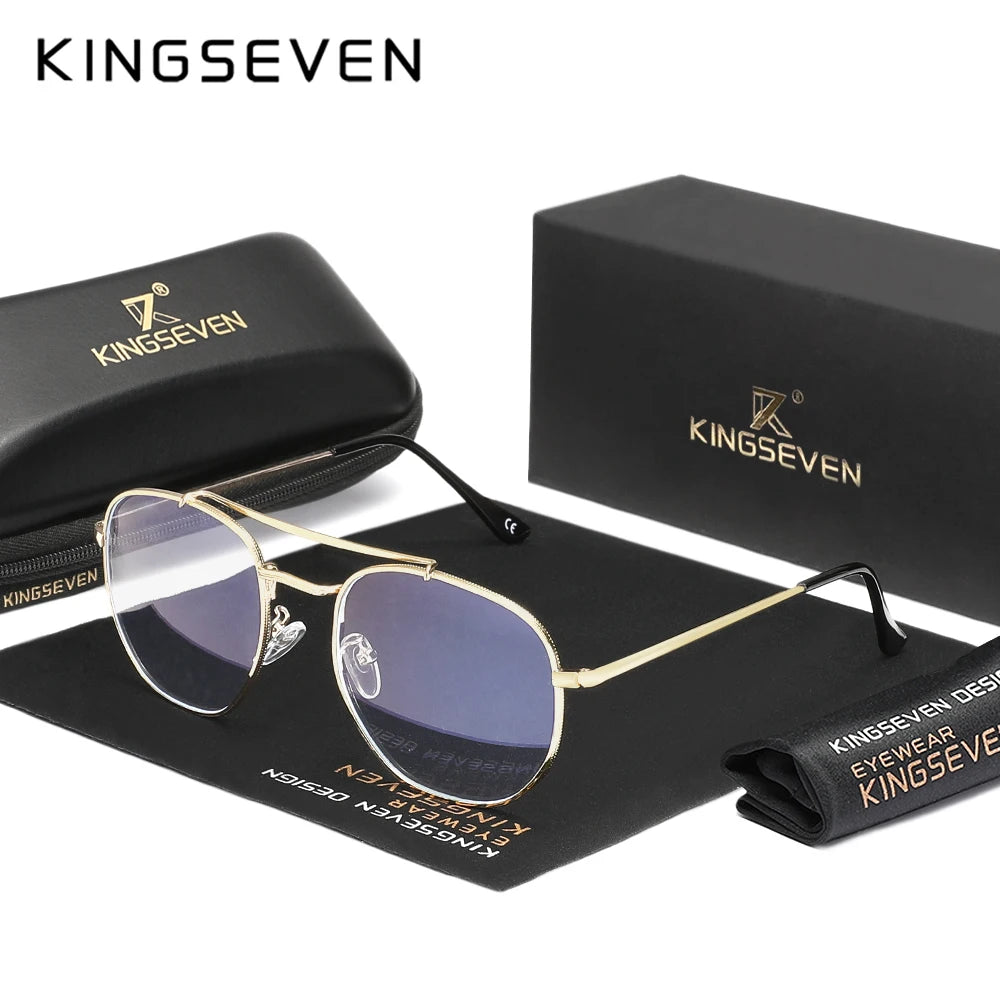 KINGSEVEN Round Blue Light Blocking Glasses | Alloy Frame